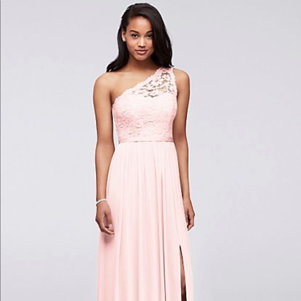 David’s Bridal Lace One Shoulder Bridesmaid Dress